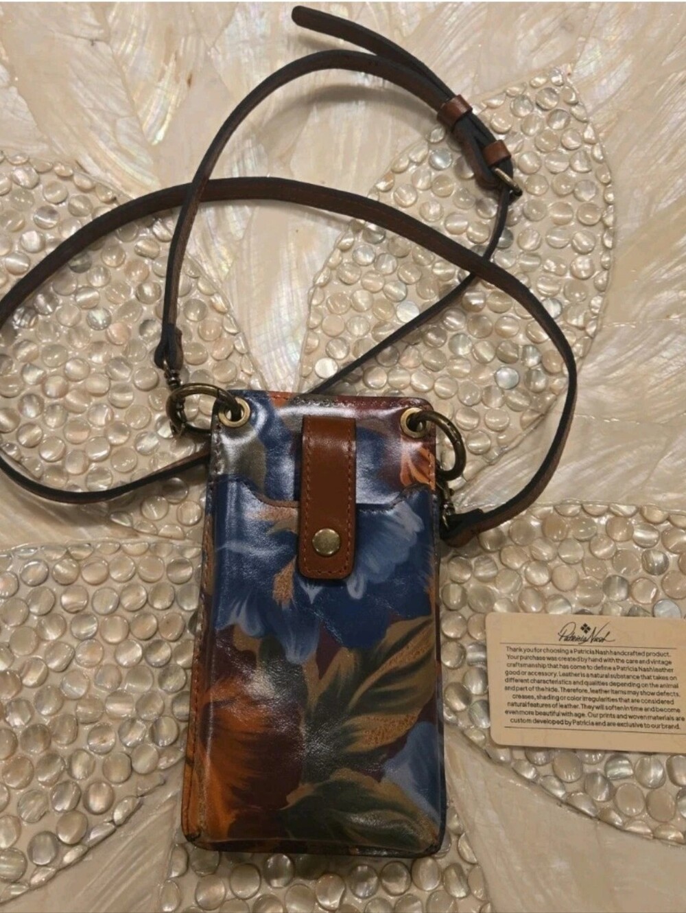 Patricia Nash Crossbody Marigold Harvest Floral Phone Wallet Bag Leather